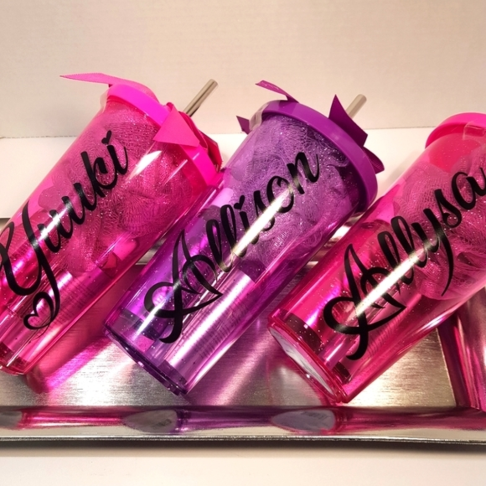 Personalized Custom‎ Tumbler Alchemy Tumbler Bath Gift Set (Pink or Purple)